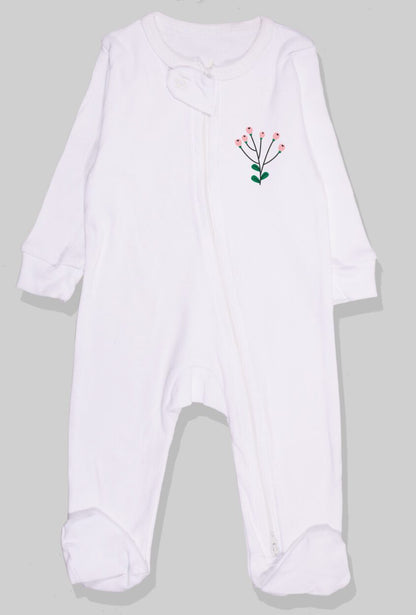 Set of 5 - Double-Zip Flannel Zipsuits | Unicorn | Rainbow | Flower | Roller Blades | Love (0-12 Months)