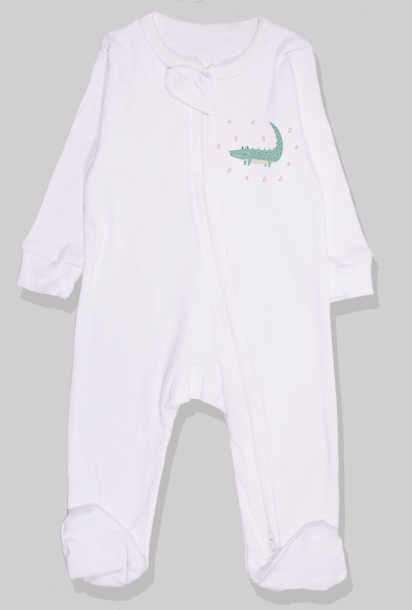 Set of 2 - Double-Zip Flannel Zipsuits | Crocodile | Green Solid (0 Up to 1 Year)