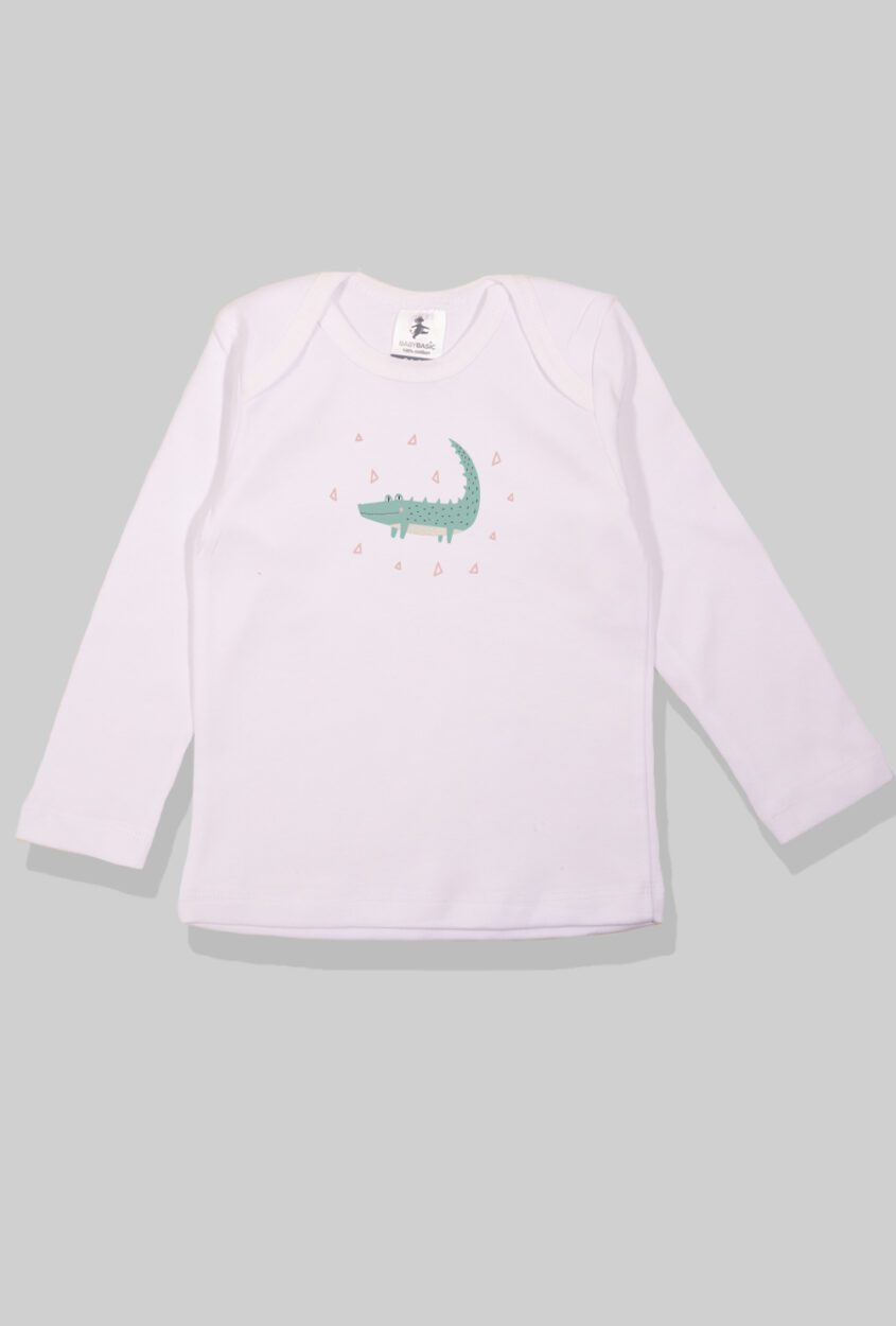 Long Sleeve Flannel Sleepsuit - Crocodile - White (1-2.5 Years)