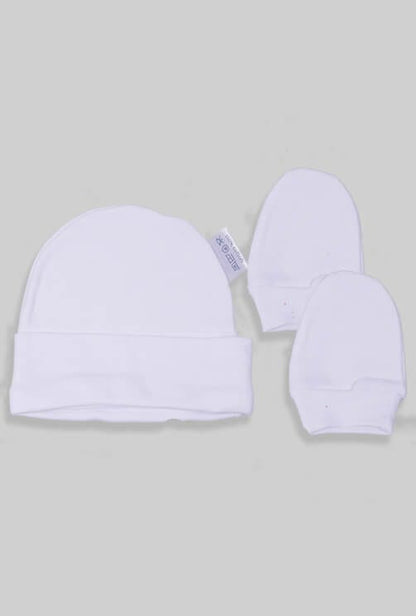 Baby Hat & Mittens - White