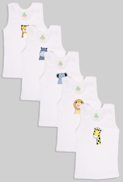 Grandpa-Style Tanks - Set of 5 Animal Print | Unisex Fit | Up to 6 Years