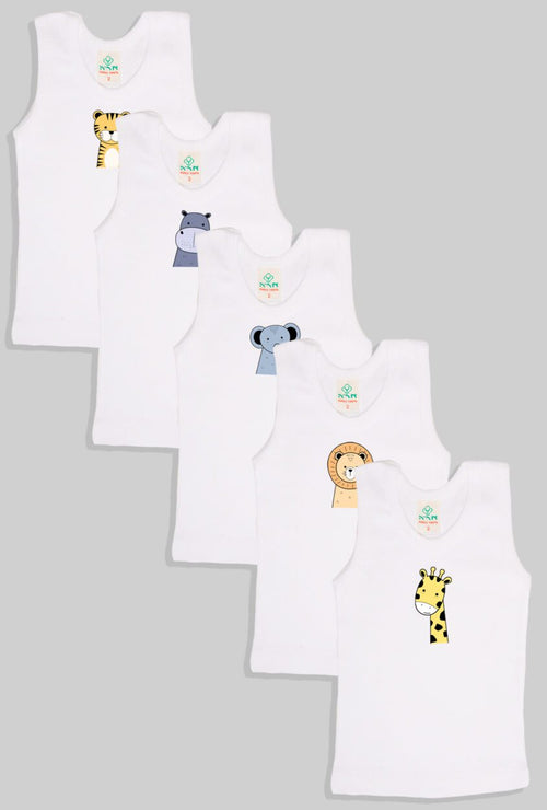 Grandpa-Style Tanks - Set of 5 Animal Print | Unisex Fit | Up to 6 Years