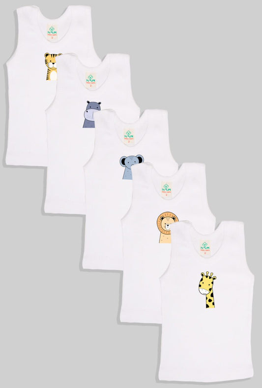Grandpa-Style Tanks - Set of 5 Animal Print | Unisex Fit | Up to 6 Years