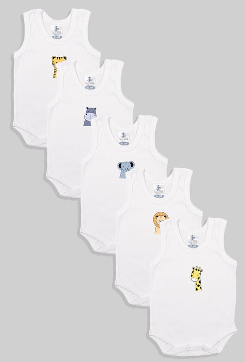 Tank Bodysuits Set of 5 Animal Print | Unisex Fit | Up to 2.5 Years