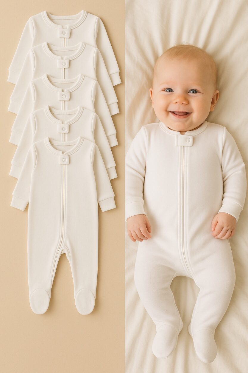 5-Pack Flannel/Jersey Double Zip Rompers | 0-3M