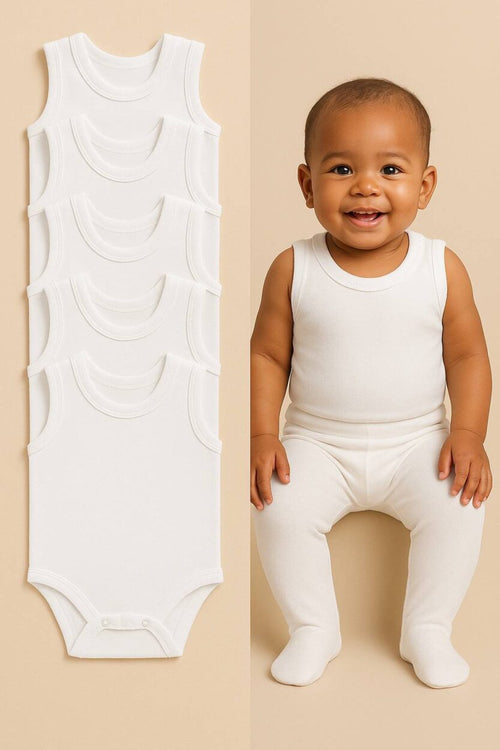 Sleeveless Bodysuits | 5-Pack | Various Sizes | Unisex