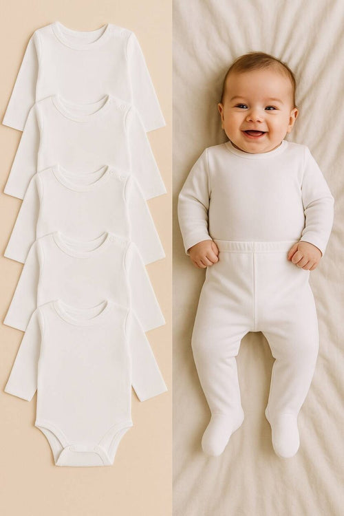 Jersey/Flannel Bodysuits | 5-Pack | Newborn to 3M