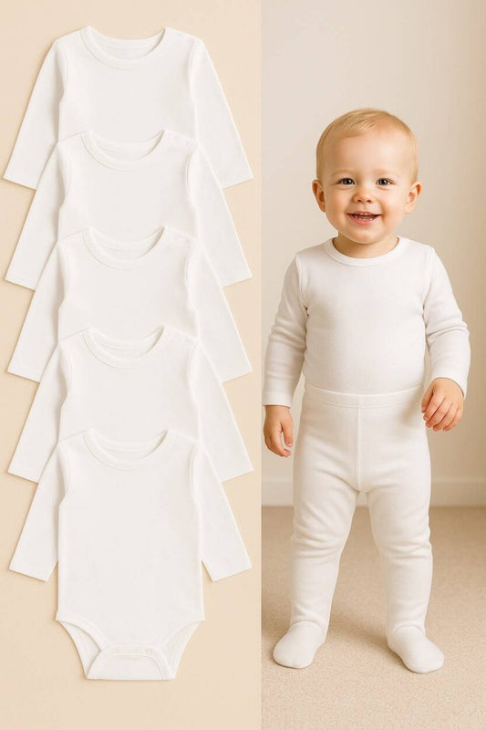 Long Sleeve Bodysuits Jersey/Flannel | 5-Pack | Various Sizes | Unisex