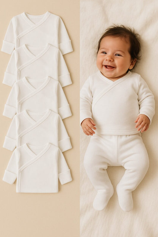 Envelope Tops + Mittens Jersey/Flannel | 5-Pack | Up to 3M | Unisex