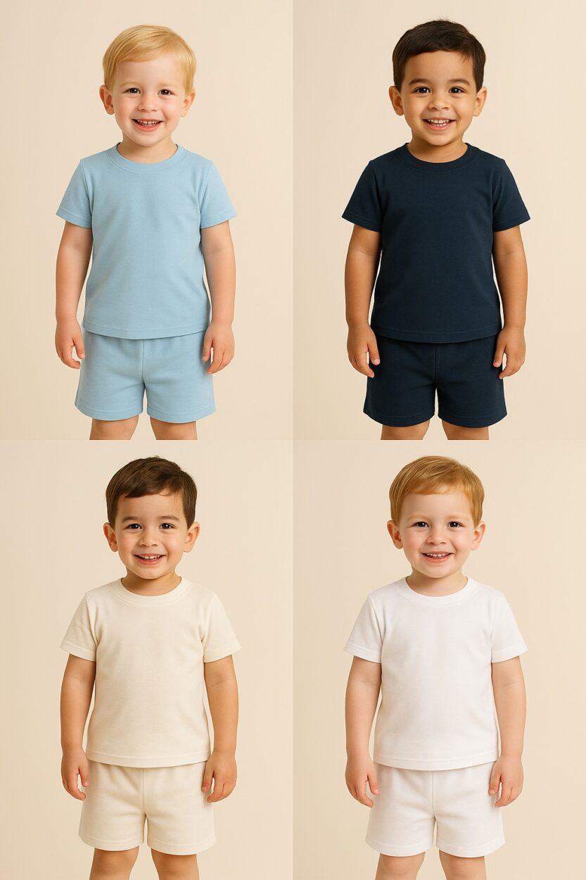 Set of 4 - Short Sleepsuits | Solid Bundle (2-4 Years)