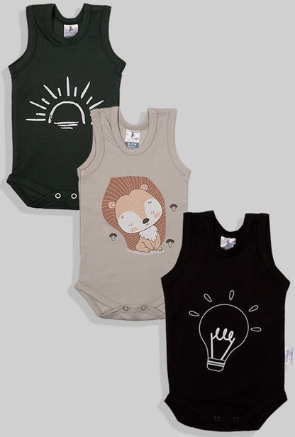 Set of 3 - Tank Bodysuits - Lamp Lion Sun (3 Months - 2 Years)