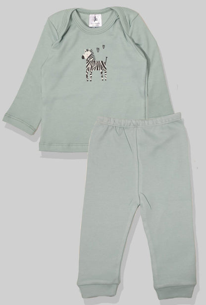 Long Sleeve Flannel Sleepsuit - Zebra - Green (1-2.5 Years)