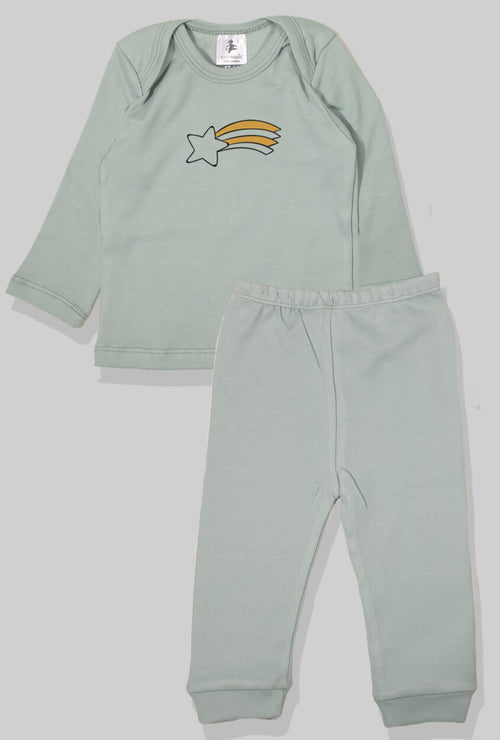 Long Sleeve Flannel Sleepsuit - Shooting Star - Green (1-2.5 Years)