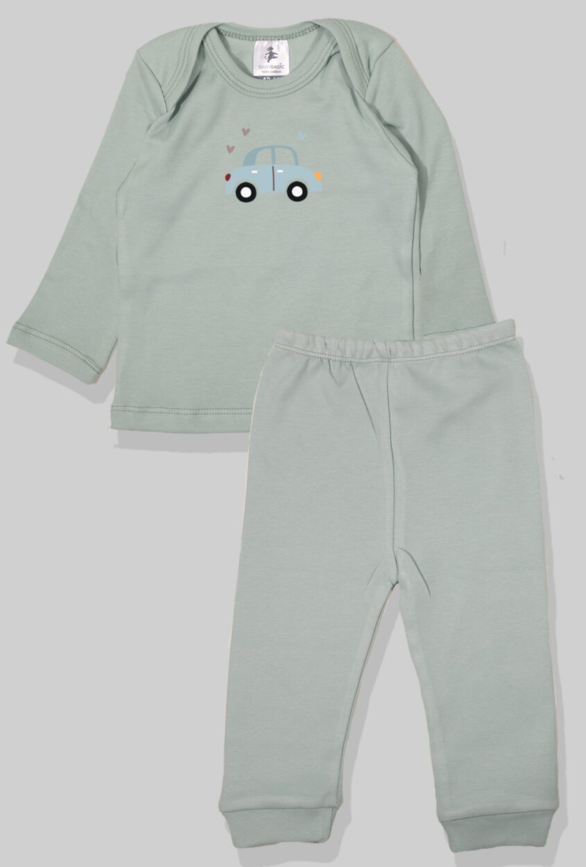 Long Sleeve Flannel Sleepsuit - Cars - Green (1-2.5 Years)