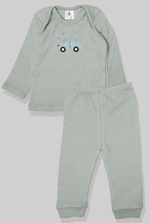 Long Sleeve Flannel Sleepsuit - Cars - Green (1-2.5 Years)