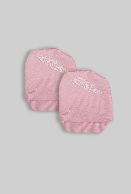 Baby Mittens - Light Pink Feathers Base (0-3M)