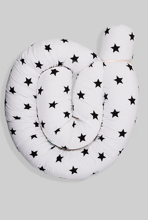 White Crib Bumper with Black Stars