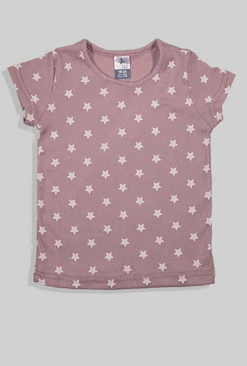 Short Sleepsuit Set - Pants & Top - Purple - Stars (1-4 Years)