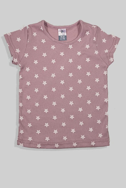Short Sleepsuit Set - Pants & Top - Purple - Stars (1-4 Years)