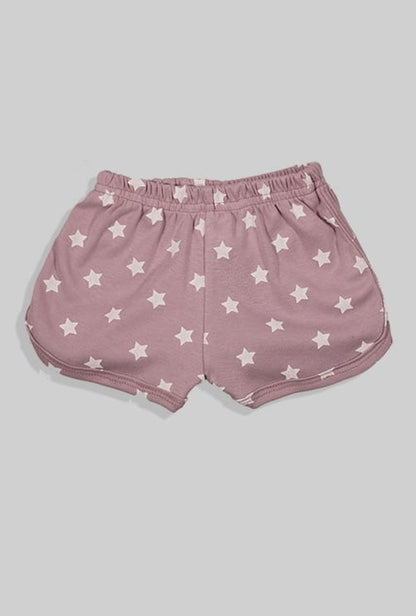 Short Sleepsuit Set - Pants & Top - Purple - Stars (1-4 Years)