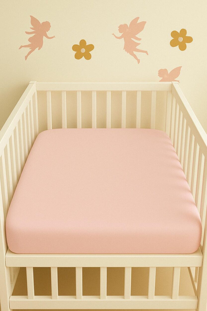 2-Pack Fitted Sheets - Plain Pink & Butterflies - Cot / Toddler Bed | Cradle