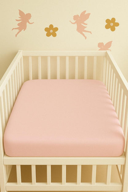 2-Pack Fitted Sheets - Plain Pink & Butterflies - Cot / Toddler Bed | Cradle