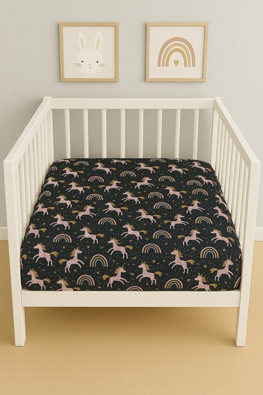 Baby Fitted Sheet - Unicorn - Cot / Toddler Bed | Cradle