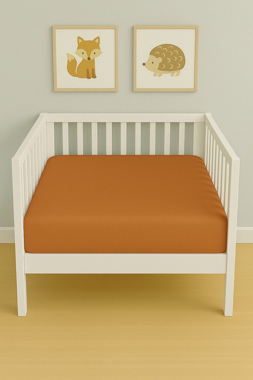 Brown Plain Fitted Sheet - Cot / Toddler Bed | Cradle | Pram | Playpen