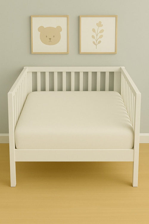 Cream Plain Fitted Sheet - Cot / Toddler Bed | Playpen | Cradle | Pram