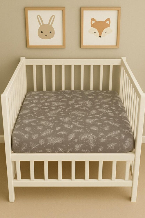 Grey Floral Fitted Sheet - for Cradle