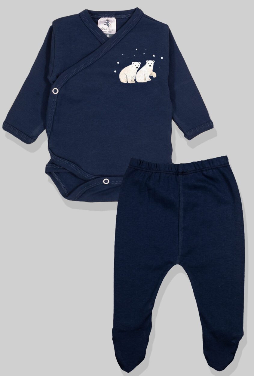5-Pack Sets - Envelope Bodysuit & Footie Flannel/Jersey | Penguin | Polar Bear | Helicopter | Hippo | Cheetah (0-3M)