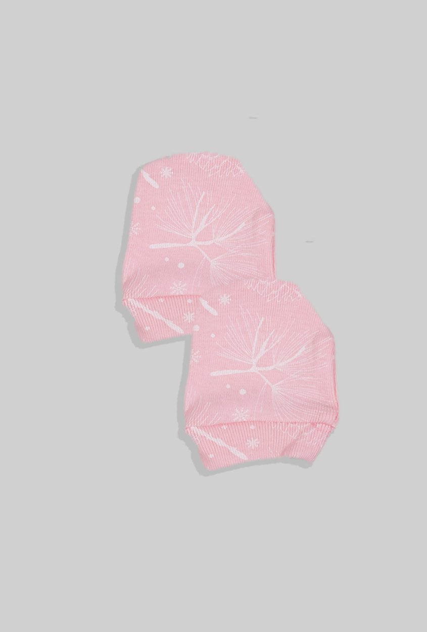2-Pack Baby Mittens - Pink Flowers (0-3M)