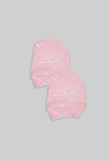 2-Pack Baby Mittens - Pink Flowers (0-3M)