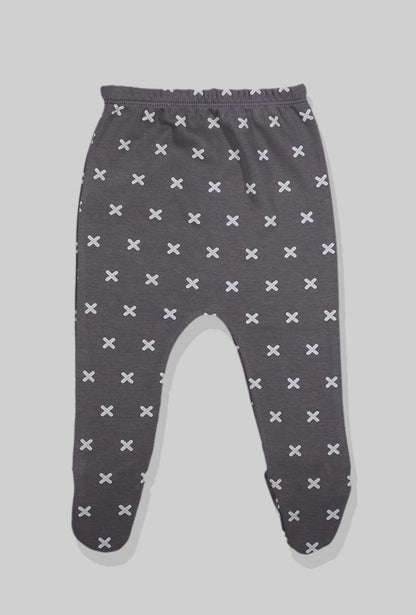 Envelope Bodysuit & Footie Set Flannel - Grey Plusses (0-3M)