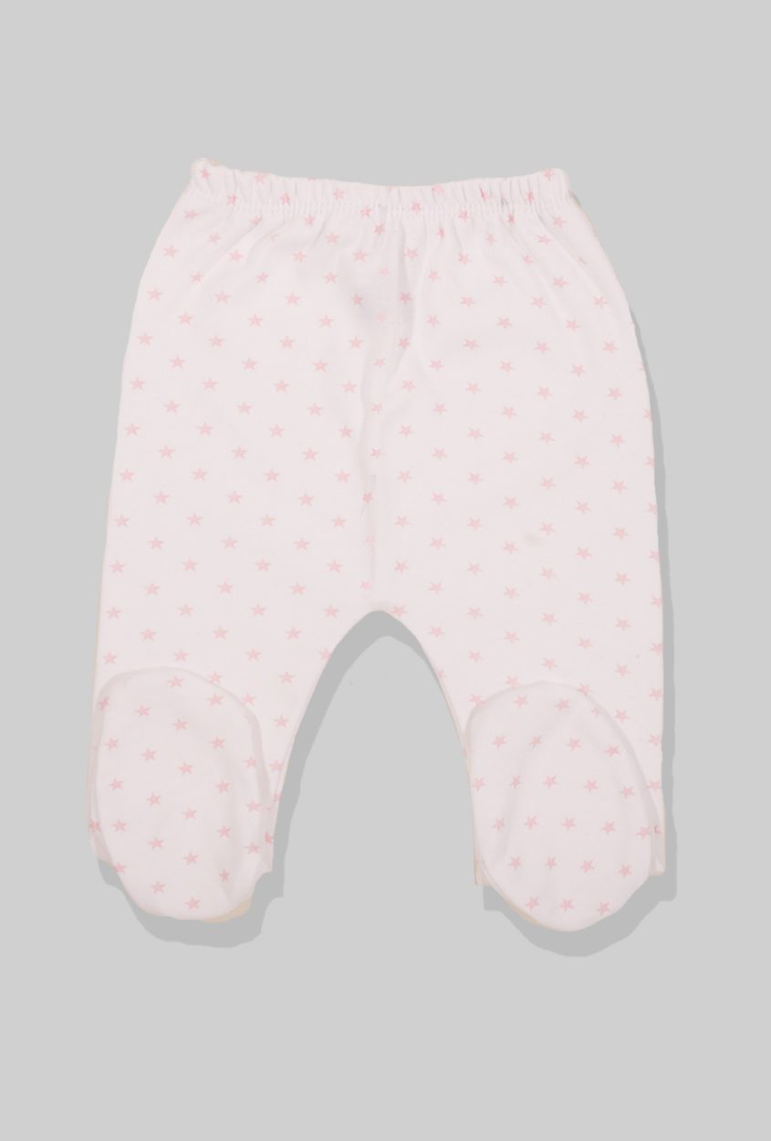 Flannel Open-Leg Pants & Bodysuit Set - Small Pink Stars (0-2 Years)