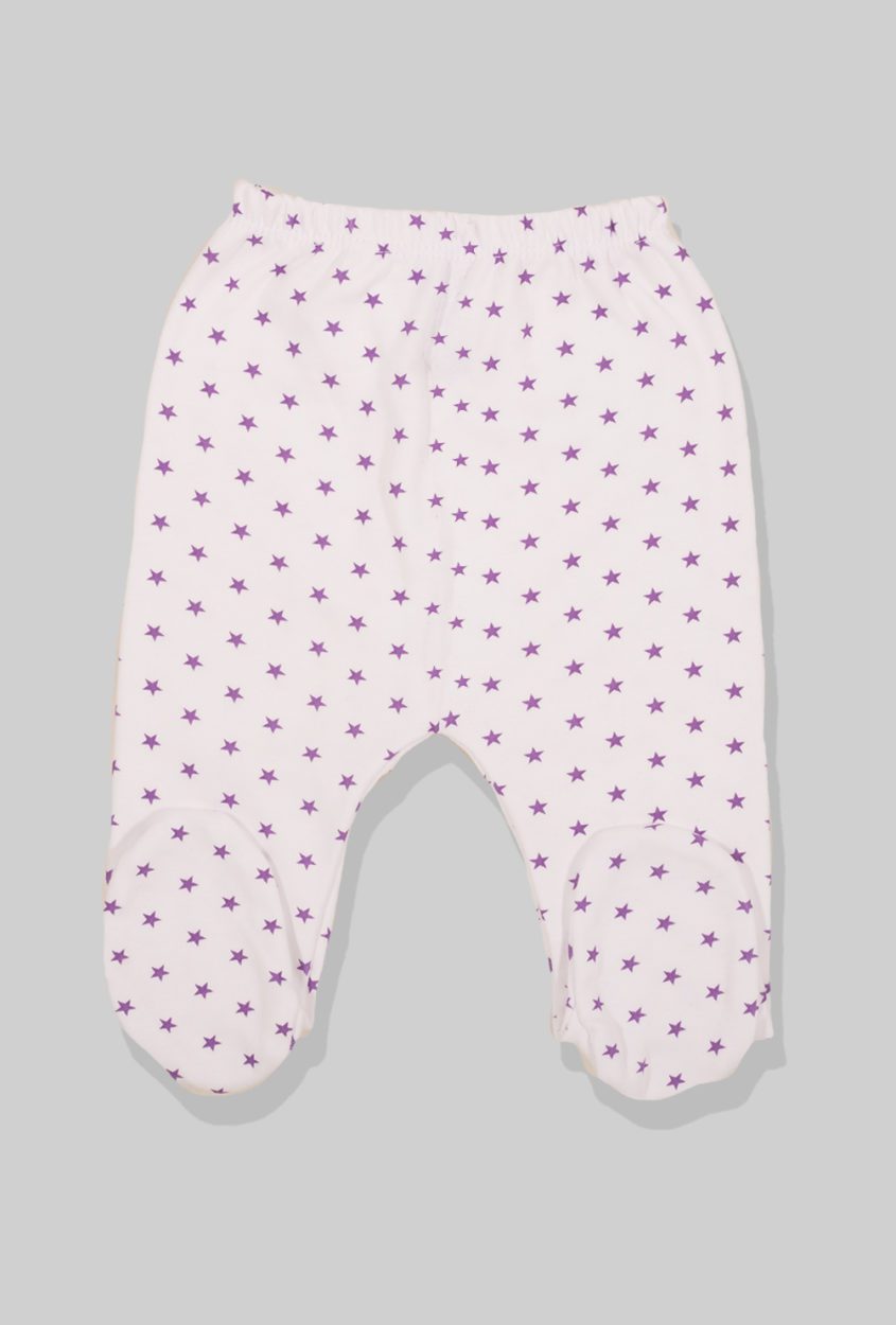Flannel Open-Leg Pants & Bodysuit Set - Small Purple Stars (0-2 Years)