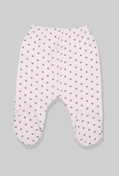 Flannel Open-Leg Pants & Bodysuit Set - Small Purple Stars (0-2 Years)