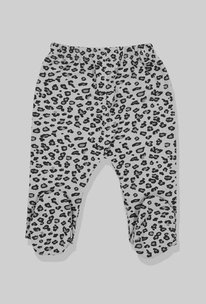 Flannel Open-Leg Pants & Bodysuit Set - Gray Leopard (0-2 Years)