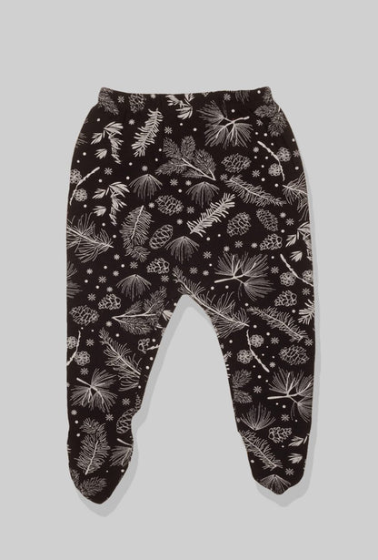 Envelope Bodysuit & Footie Set Jersey - Black Flowers (0-3M)