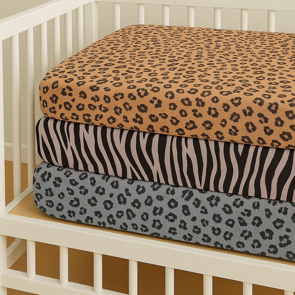 3-Pack Fitted Sheets - Leopard & Zebra - Cot / Toddler Bed | Cradle