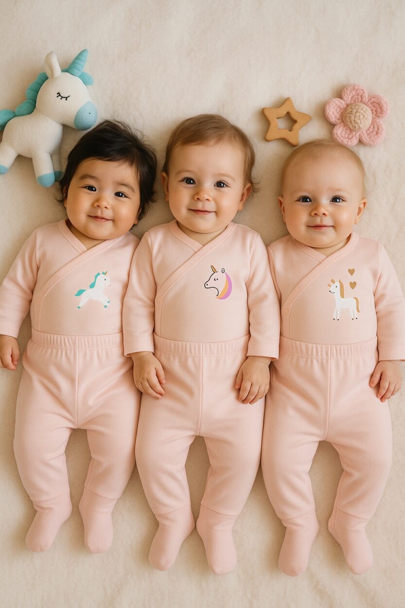 3-Pack Sets - Envelope Bodysuit & Footie Flannel/Jersey - Unicorns