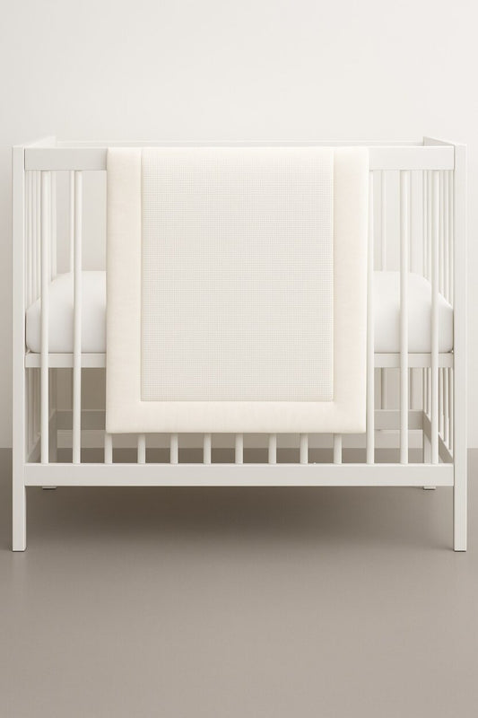 Muslin Blanket for Crib/Pram - Waffle Fabric White Plain