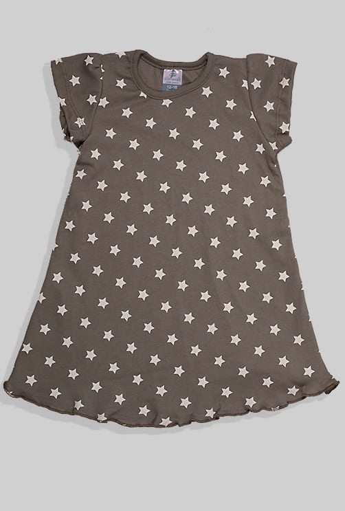 Short Sleeve Nightgown - Gray Stars (1-5 Years)