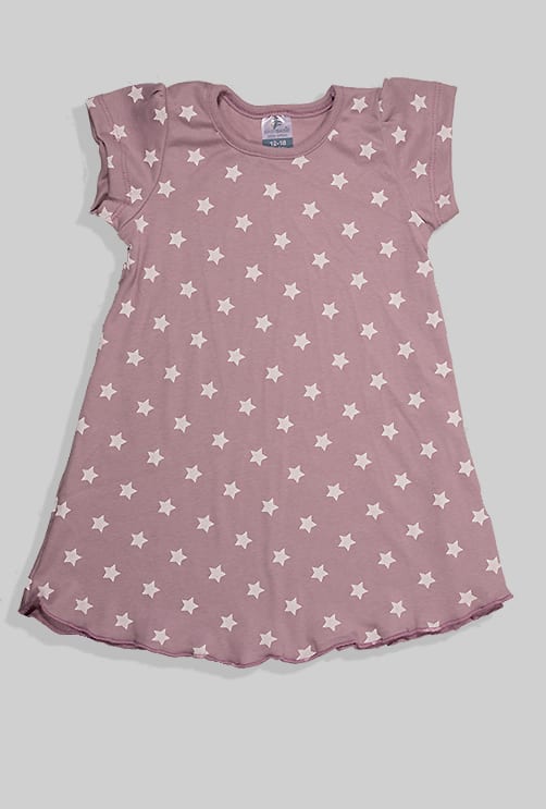 Short Sleeve Nightgown - Purple Stars (1-5 Years)