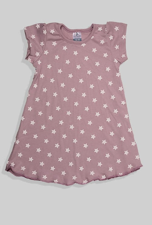 Short Sleeve Nightgown - Purple Stars (1-5 Years)