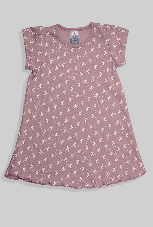 Short Sleeve Nightgown - Triangles - Purple (1-5 Years)