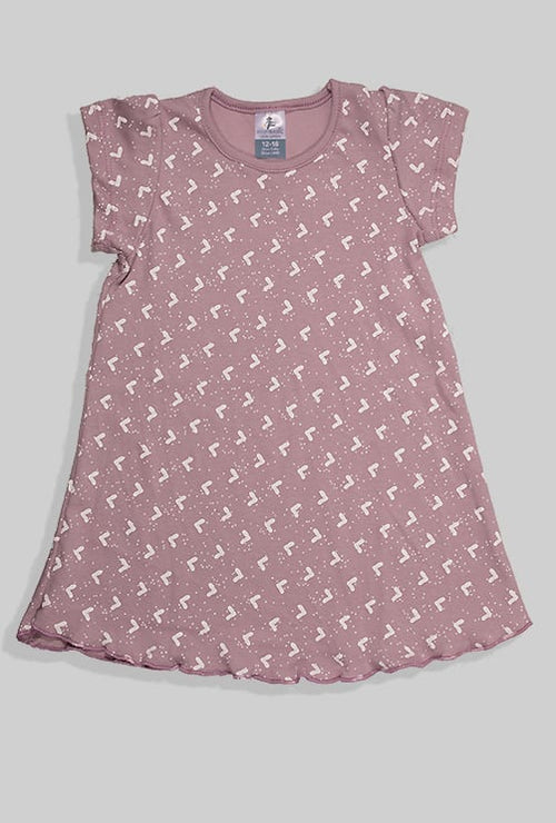 Short Sleeve Nightgown - Triangles - Purple (1-5 Years)