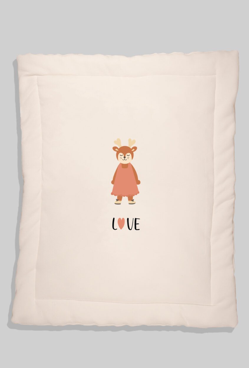 Muslin Blanket for Crib/Pram - Waffle Fabric White - Love