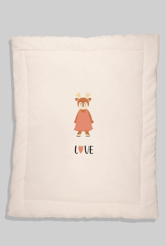 Muslin Blanket for Crib/Pram - Waffle Fabric White - Love