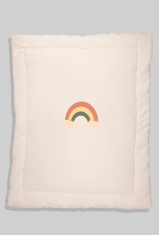 Muslin Blanket for Crib/Pram - Waffle Fabric White - Rainbow